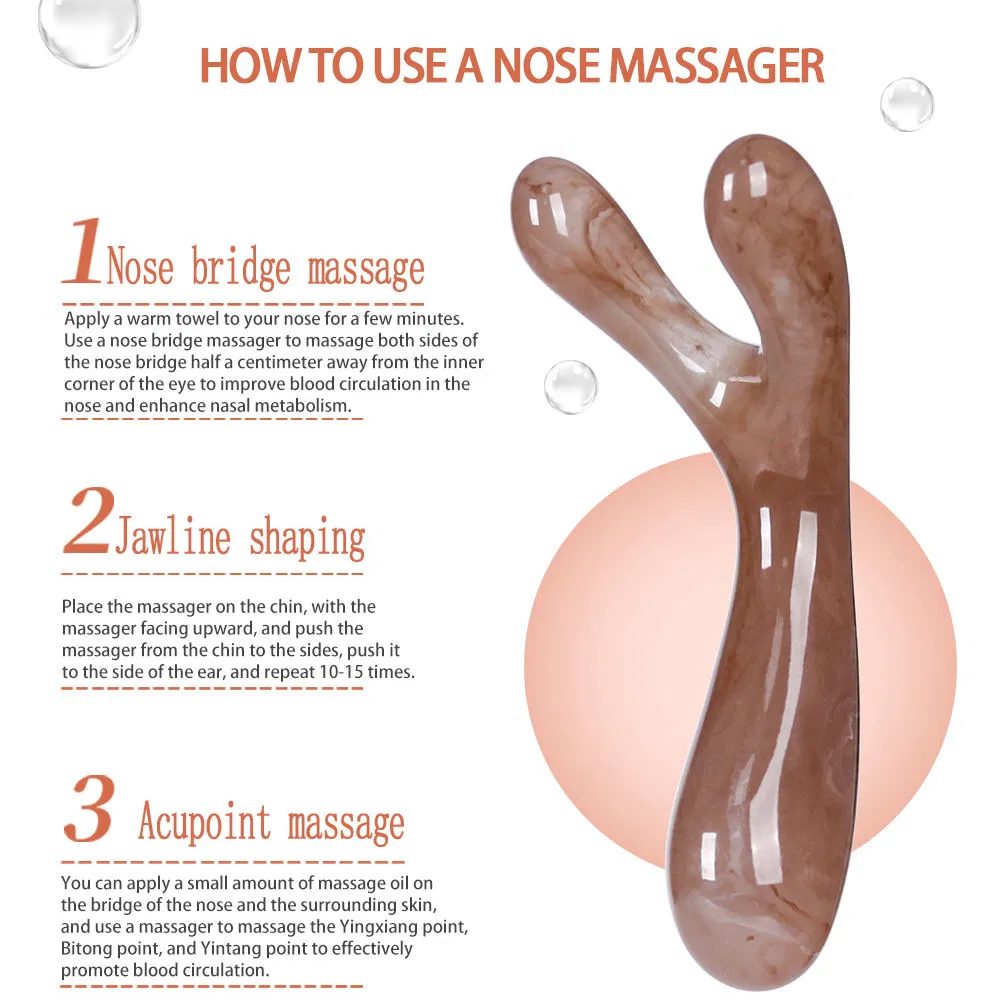 Nose Massager Resin Acupuncture Point Meridian Y-Shaped Scraper Massage Tool