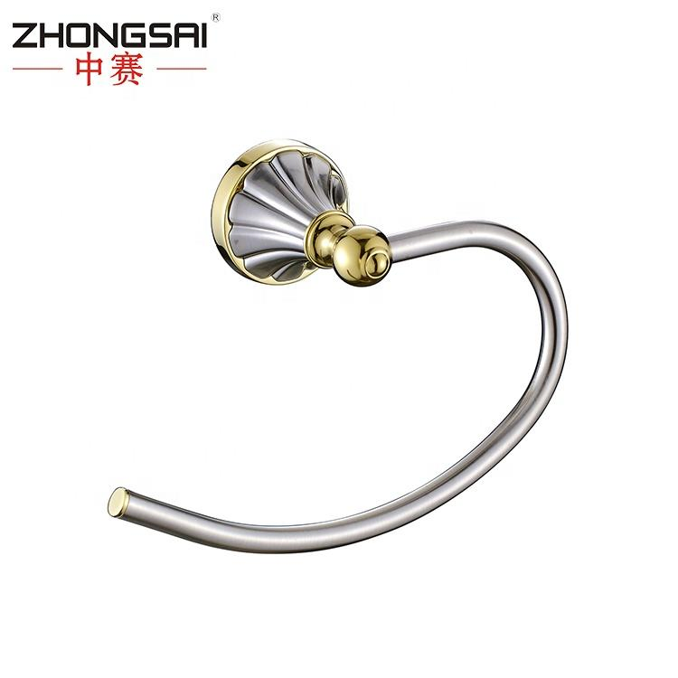 Chrome Gold Plated Wall Mounted Bathroom Hardware Accessories Metal Hanger with Glass Shelf