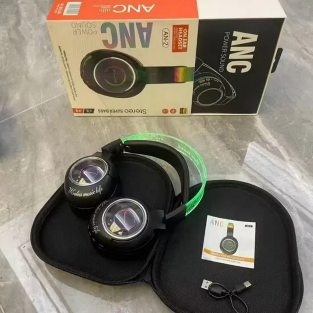 Накладные Bluetooth-наушники ANC с RGB-подсветкой и кейсом