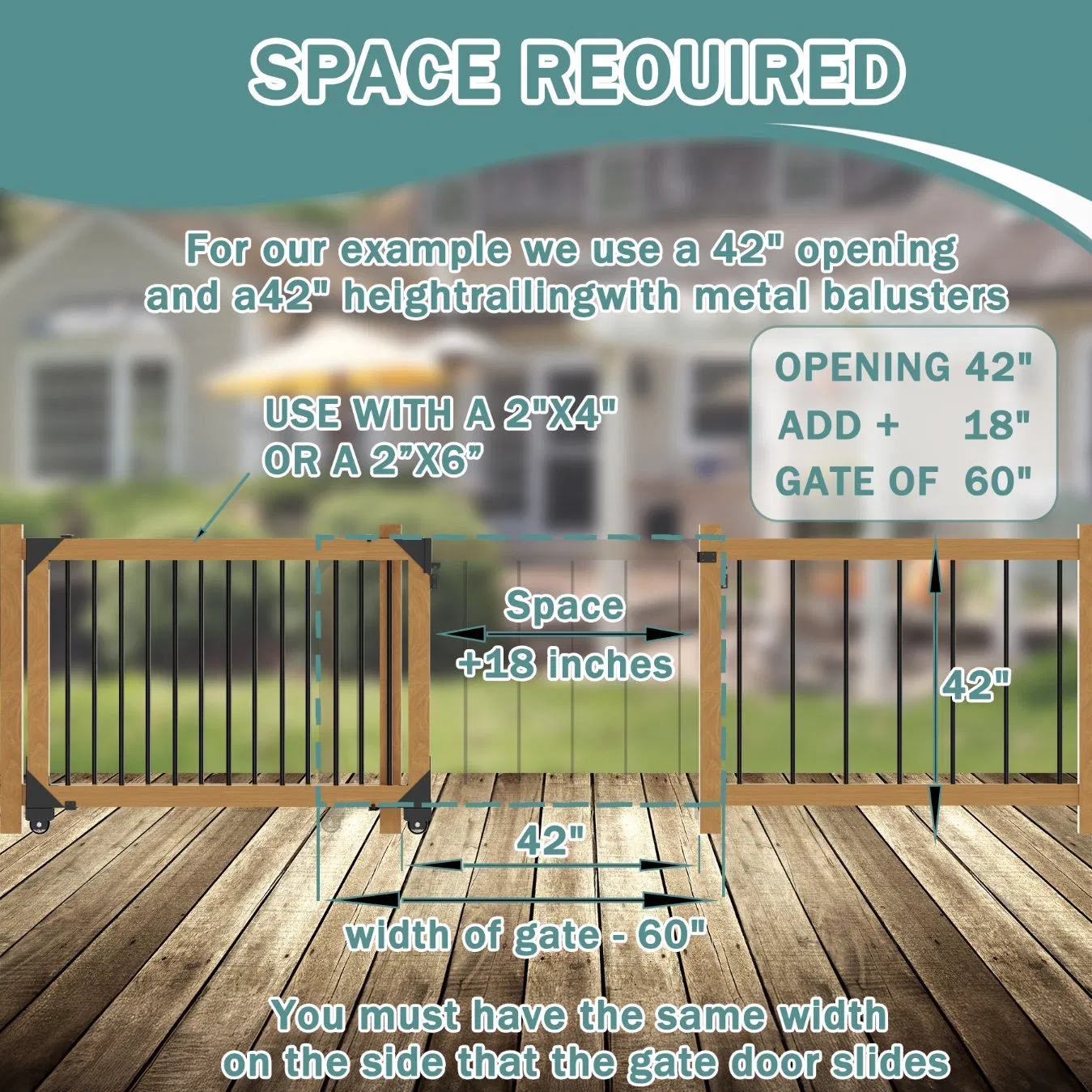 Sliding Gate Kit, Adjustable Door Hardware Kit for Wood Fence