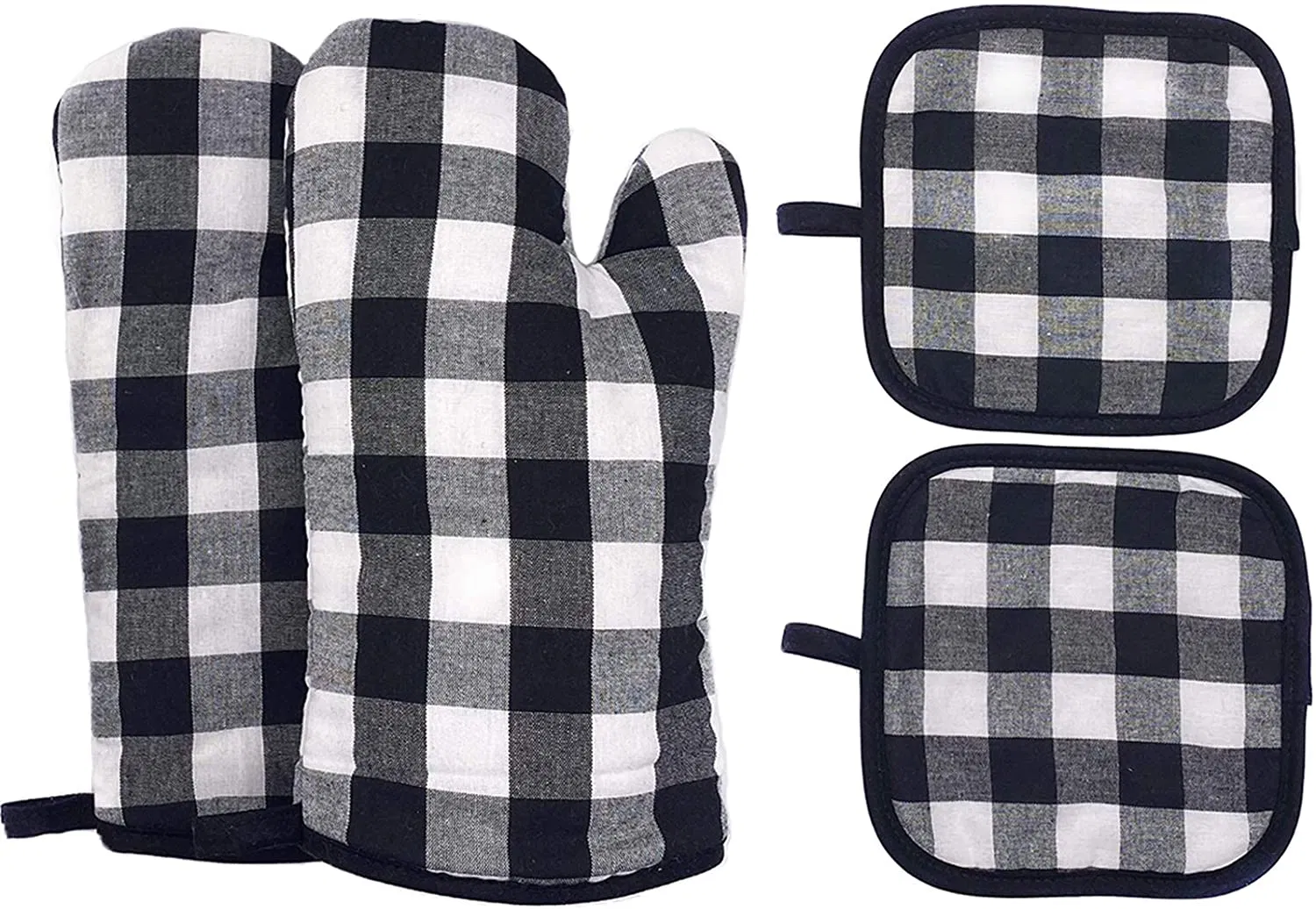 Heat Resistant Long Grill Oven Gloves and Pot Rack Set