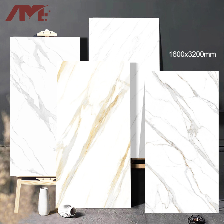 Big Slab 1600X3200 Sintered Stone Wall Format White Marble Tiles Floor Porcelain Glaze Large Slab Tiles for Floor