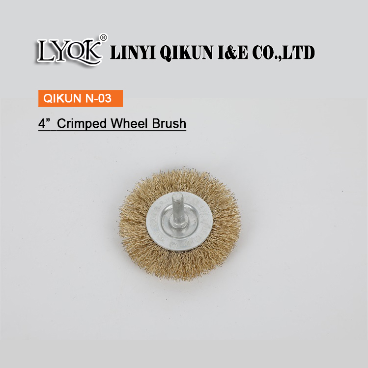 N-03 Brass Coated Crimped Wheel Brush with Handle