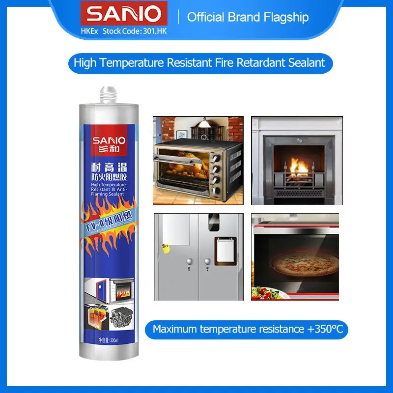 Sano High Temperature Silicone 300ml Fire Proof Neutral Building Material Adhesive Sealant