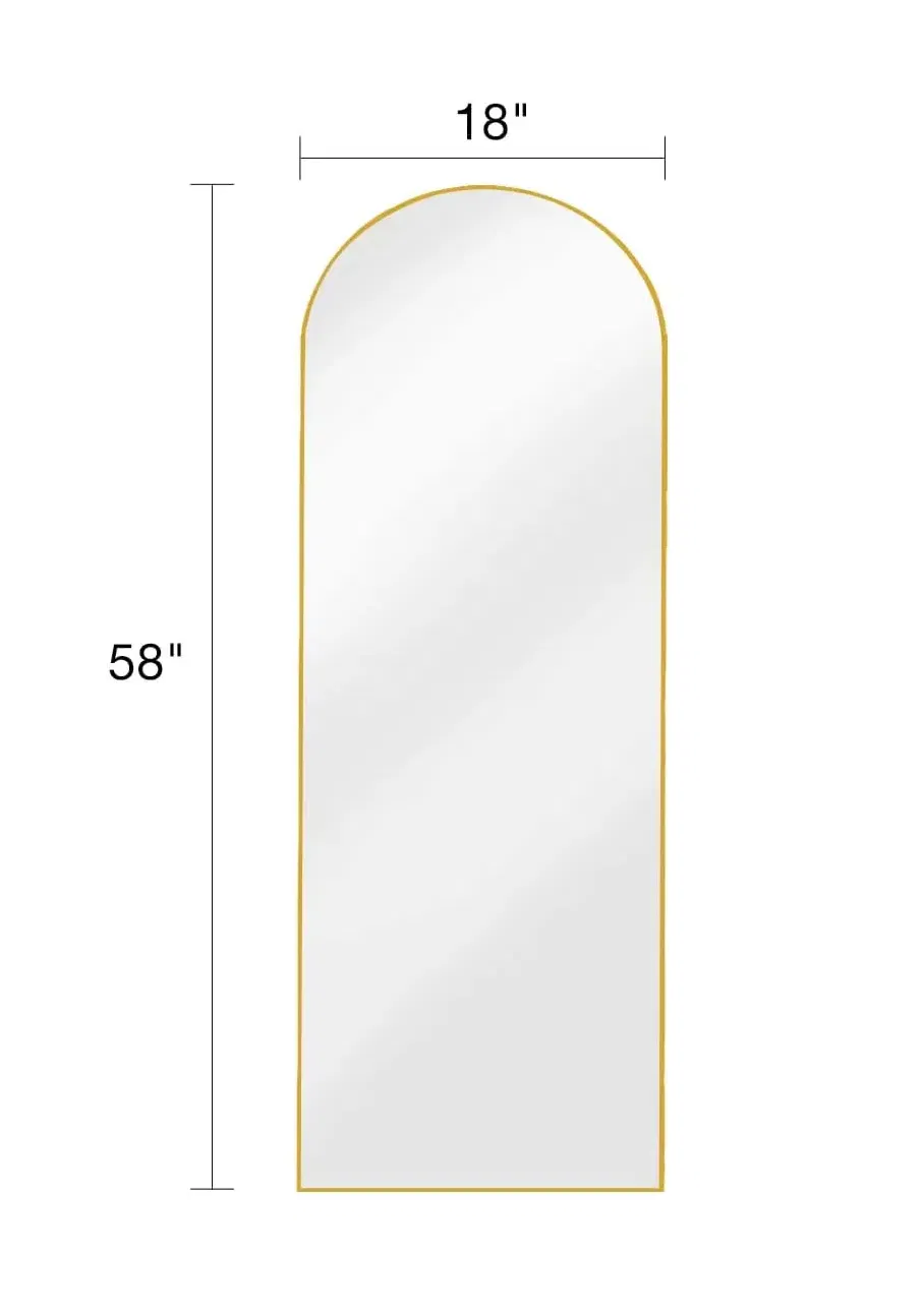 New Arch Mirror Full Length, Floor Length Mirror, Arched Floor Mirror, 58"X18" Wall Mirror Full Length, Gold Floor Mirror