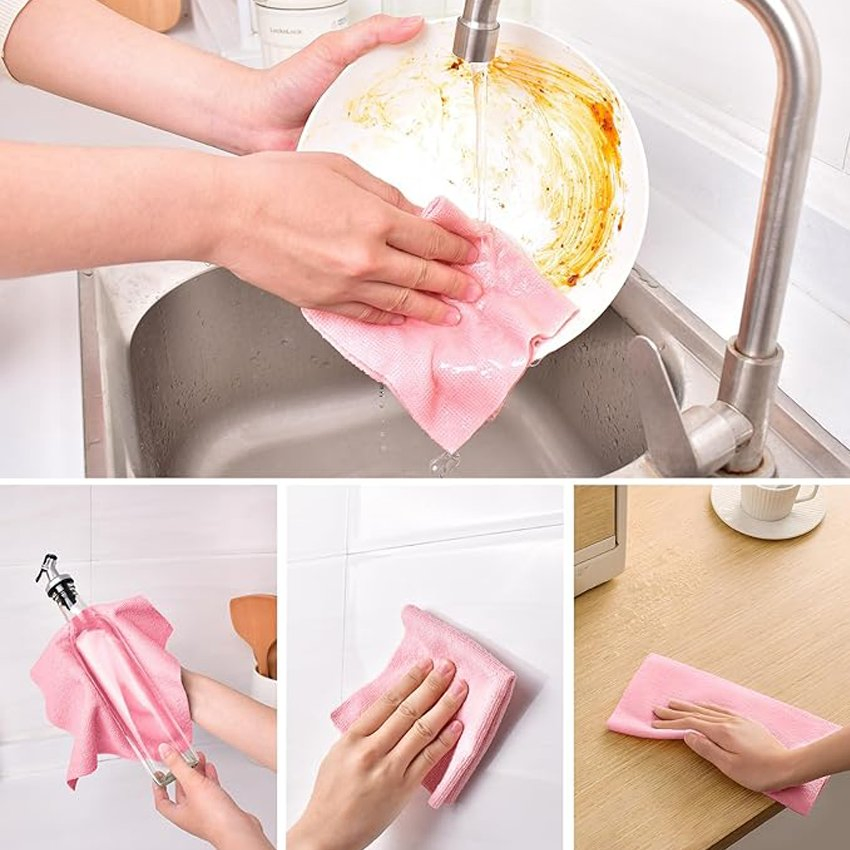 Quick-Dry Microfiber Towel Roll for Kitchen and Dish Cleaning