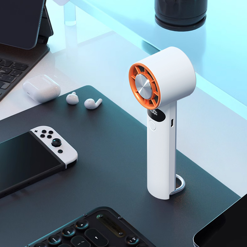 New Arrival Cooling Handheld Fan High Five Wind Speed Digital Display Foldable Hanging Buckle Quiet Long-Lasting Desktop Fan