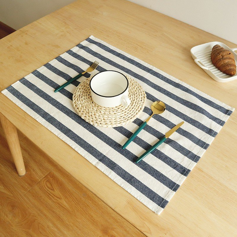 Blue Striped Cotton Kitchen Napkin Cloth Gourmet Table Cloth Tea Towel