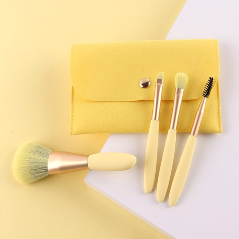 Yellow Makeup Brushes Set 4PC Face Eye Cosmetic Artificial Hair Beauty Tool Make up Powder Blush Brushes Kit