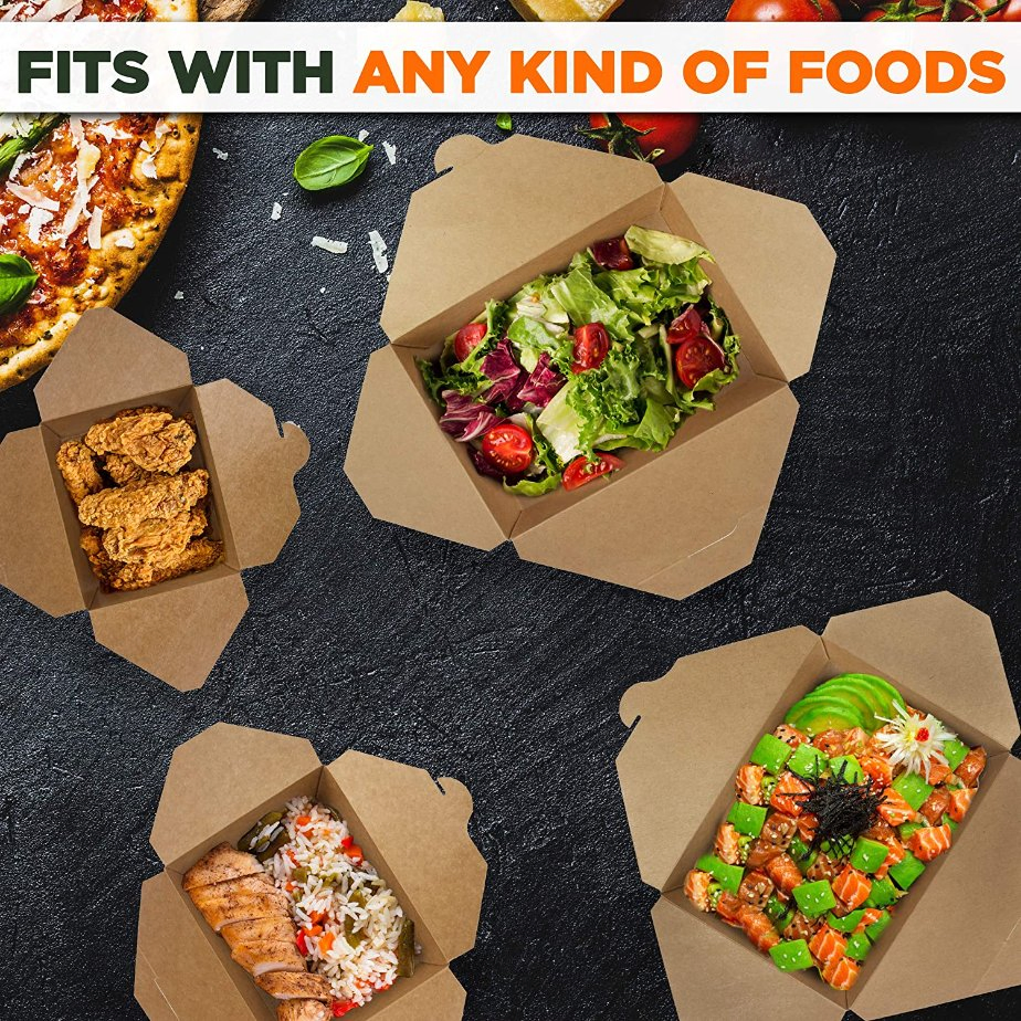 Biodegradable Takeaway Packaging Cardboard Kraft Paper Folding Lunch Box Disposable Food Container