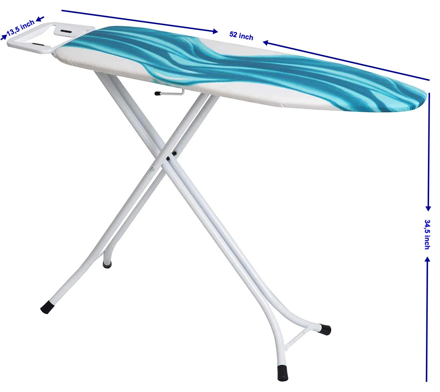 Deluxe Foldable Adjustable Height Ironing Board with Extra Cover and Storage Compartment