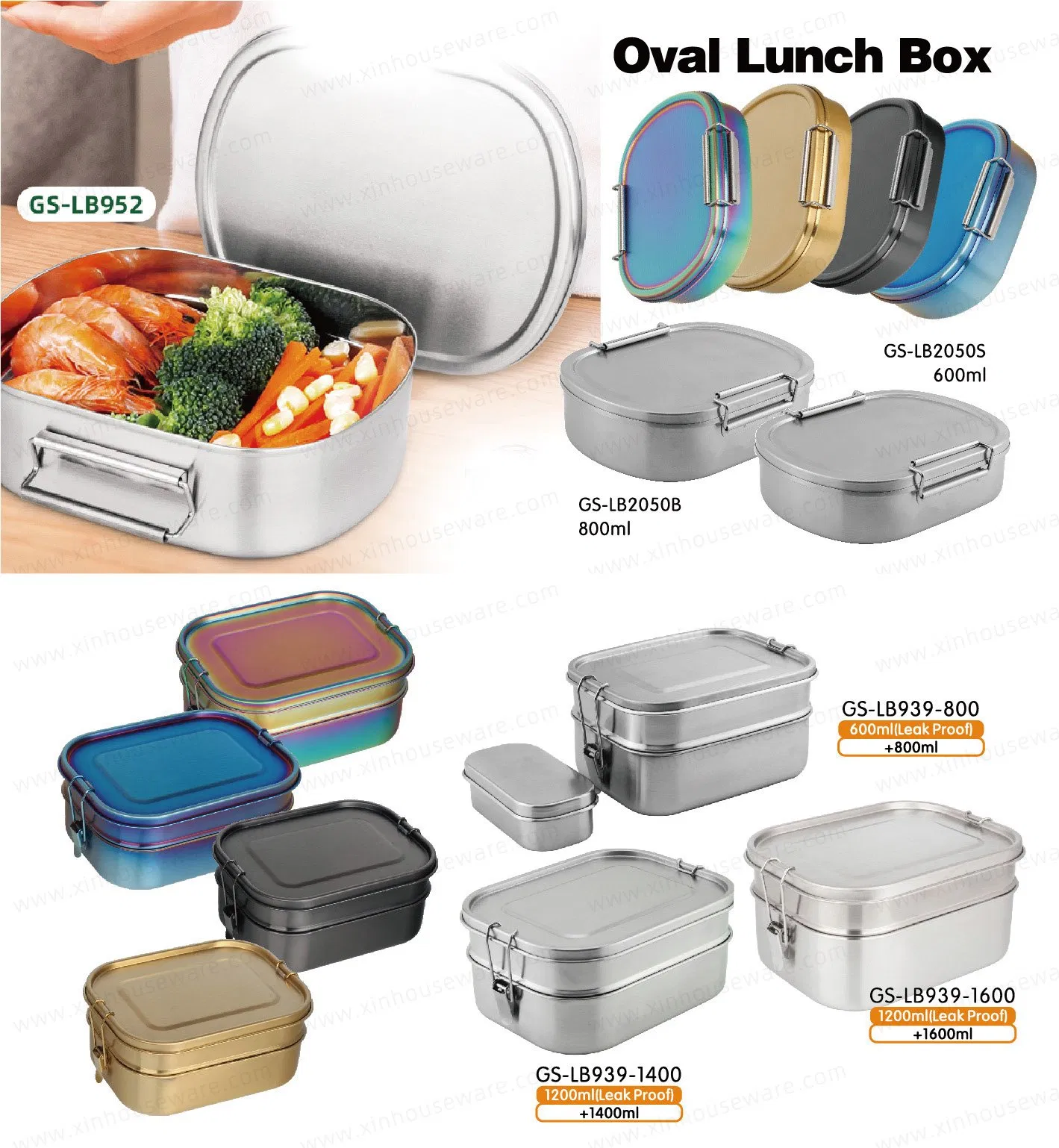 Bento Box Leak-Proof 3 Compartments Portion Bento Box Containers Thermal Lunch Box