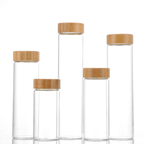 Bamboo Spice Jar Set Food Storage Bottle with Bamboo Lids Seasoning Storage Bottles