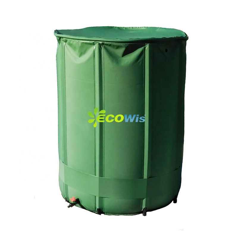 750L Foldable Rain Barrel Water Butt PVC Tarpaulin Collapsible Water Tank for Rainwater Harvesting
