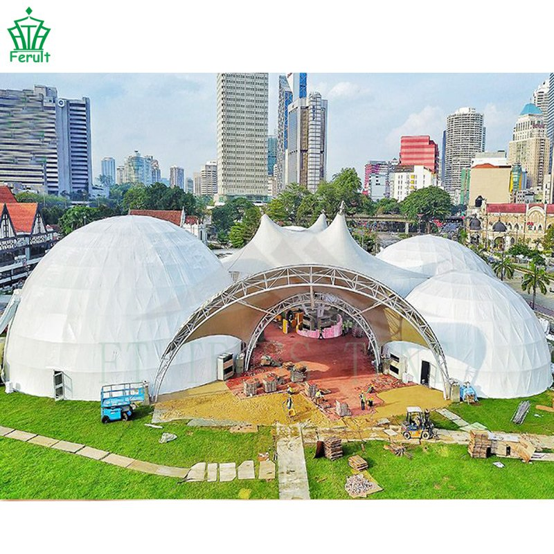 China Manufacturer Dia 35m Geodesic Pacific Steel Dome House Tent for Outdoor Wedding Events