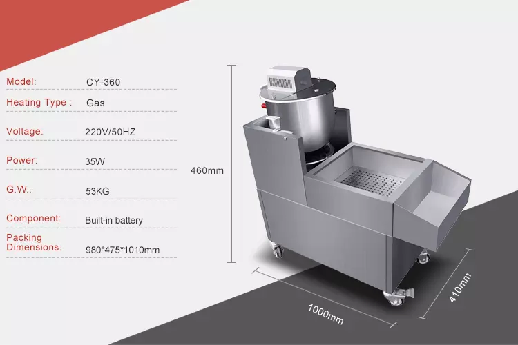 Chuangyu Cy-360 High Production Easy to Move Gas Caramel Popcorn Machine with Battery