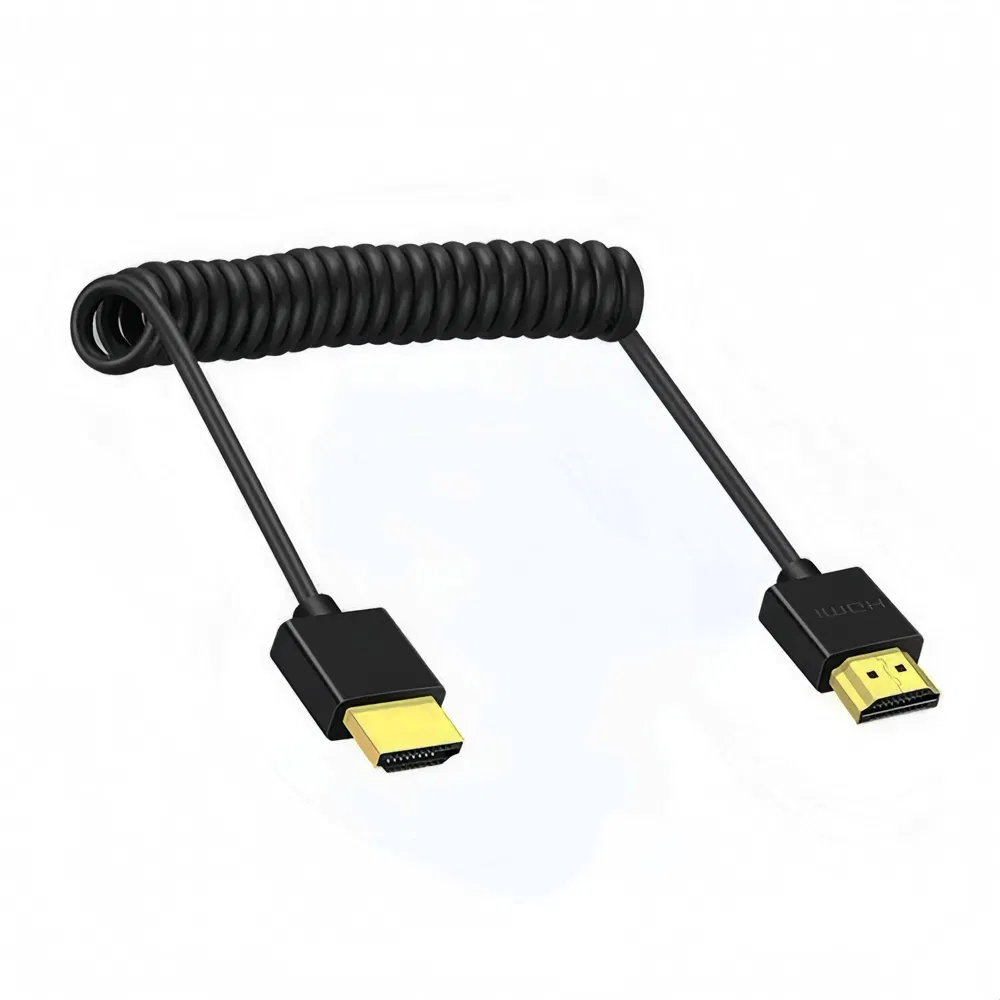 HDMI Male to Male Extender Cable Spring Coiled Cable Patch Cord