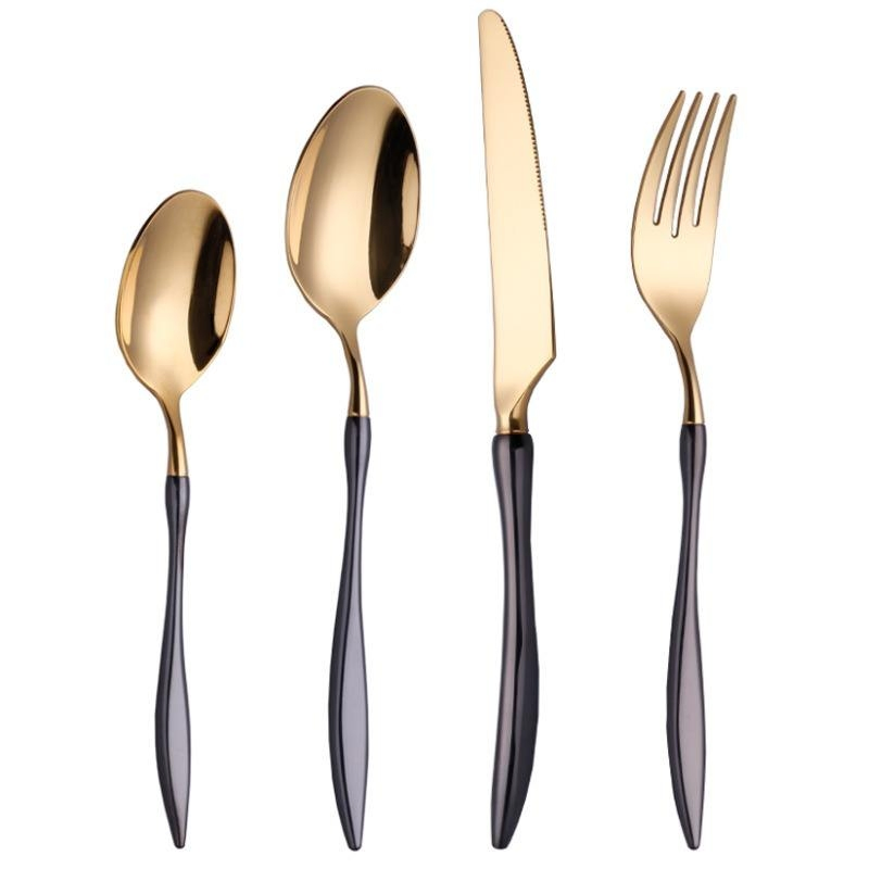Disposable Plastic Gold Fork Knife Spoon Plates Party Supplies Kits Cutlery Plastic Spoon and Fork