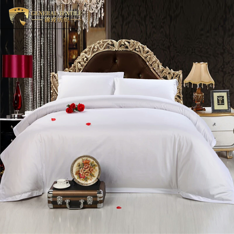 China Factory Supply 100% Cotton Solid White Color Hotel Bed Linen