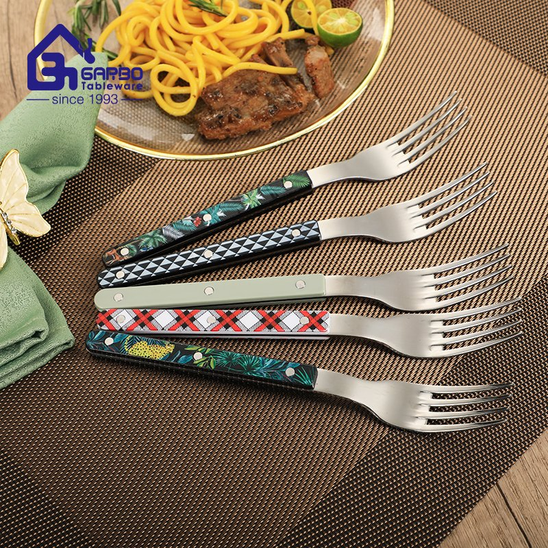 Plastic Printed Pattern Design Handle Dinner Fork for Home