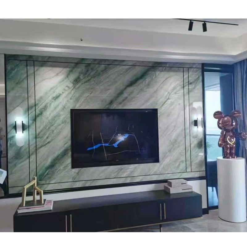 Elegant Green Marble Dining Tabletop for Luxurious Spaces