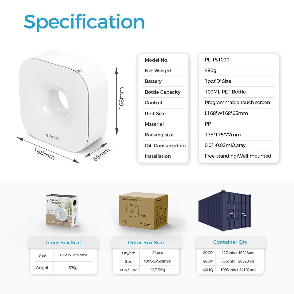 New Bluetooth APP Control Wall Mounted 100ml Scent Essential Oil Aroma Diffuser