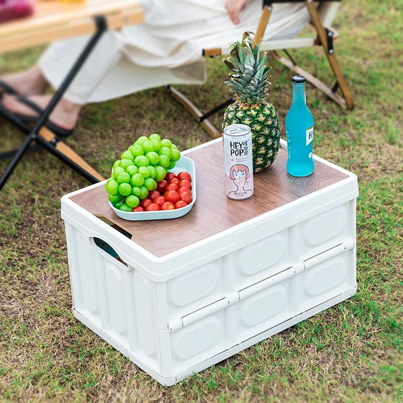 Складной бокс для хранения 30-55 л, с деревянной крышкой