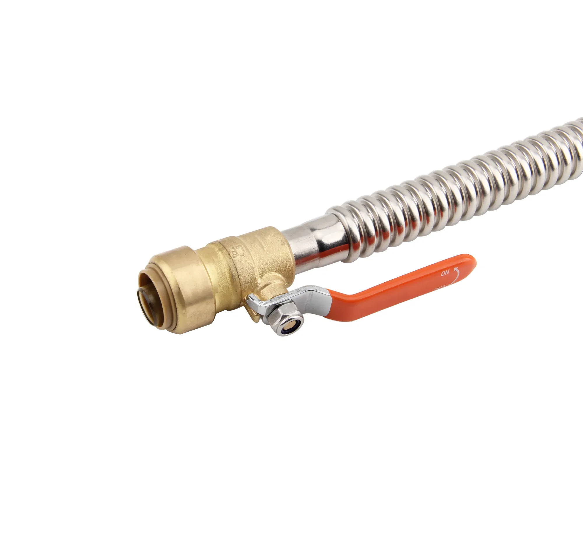 China Made Stainless Steel Corrugated Connector, 3/4"Push-Fit W/Valve X 3/4"Fip