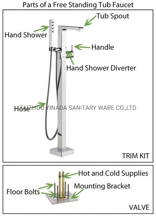 Innada High Quality Chrome Plated Brass Bathroom Bathtub Shower Mixer Bathroom Free Standing Faucet (NA030C)