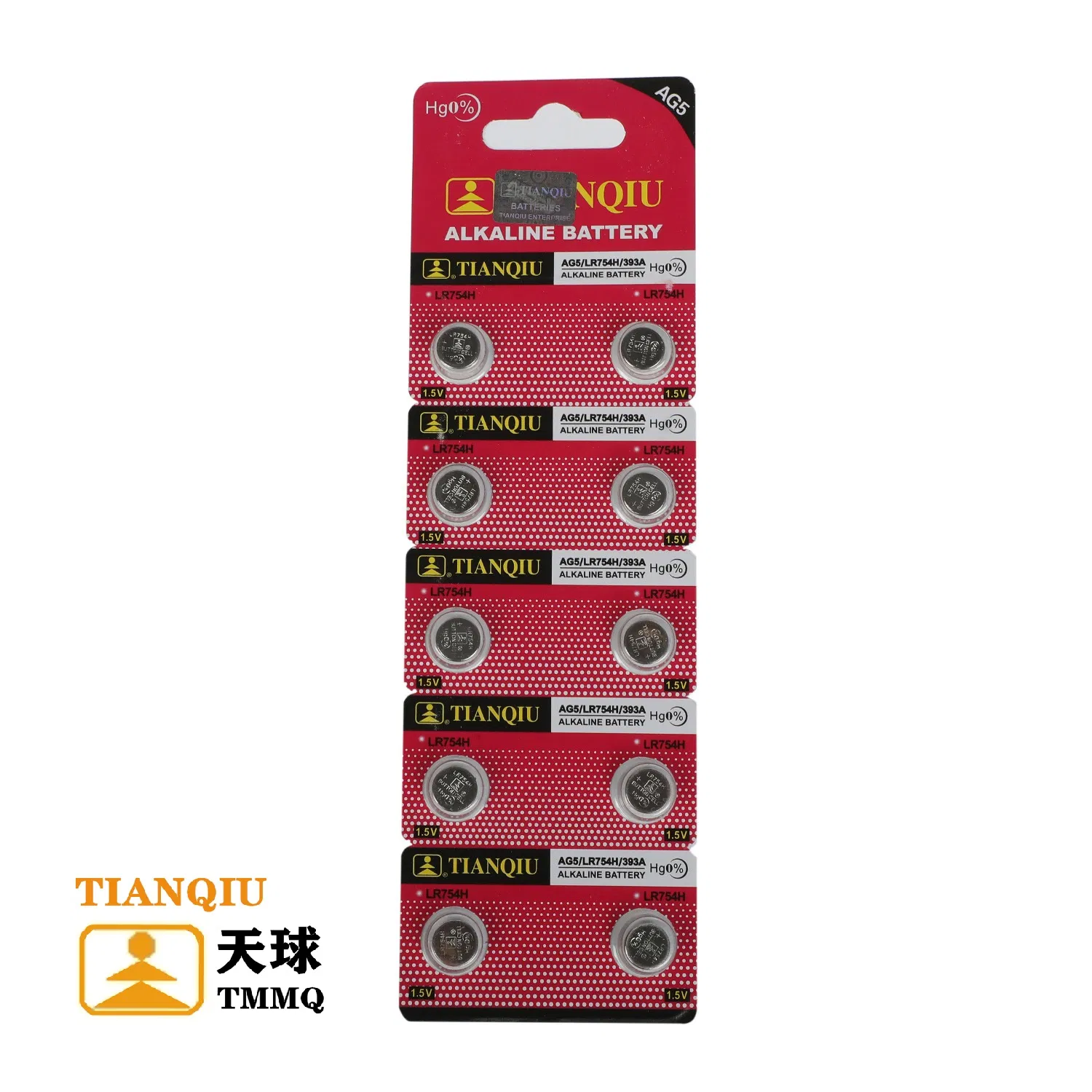 Батарейка-таблетка Tianqiu AG5/LR754 1.5V