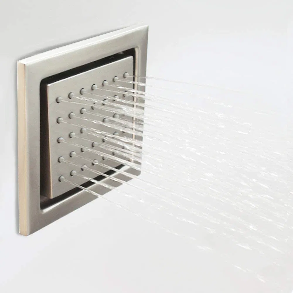 Concealed Brushed Nickel Shower System with Body Jets Large 15X28 Inch Multi-Function Luxury Shower Faucet Set Ceiling Rain Shower Bathroom Accessories