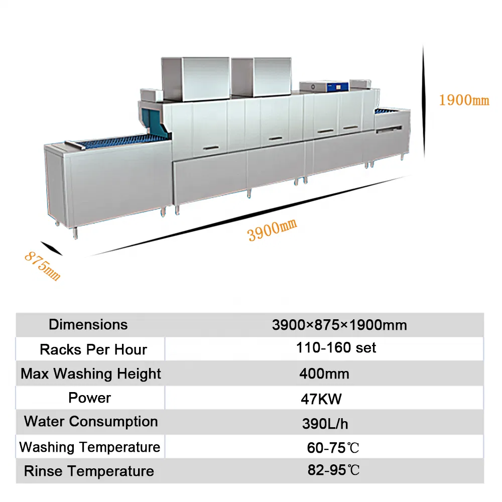 Commercial Conveyor Dishwasher Pass-Through Tunnel Dish Washing Machine for Restaurants & Hotels