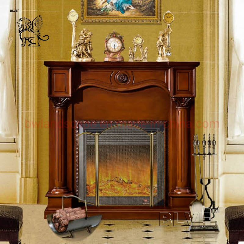 Blve Indoor Freestanding Artificial Electronic Fireplace Mantel Home Red Wood Fireplace