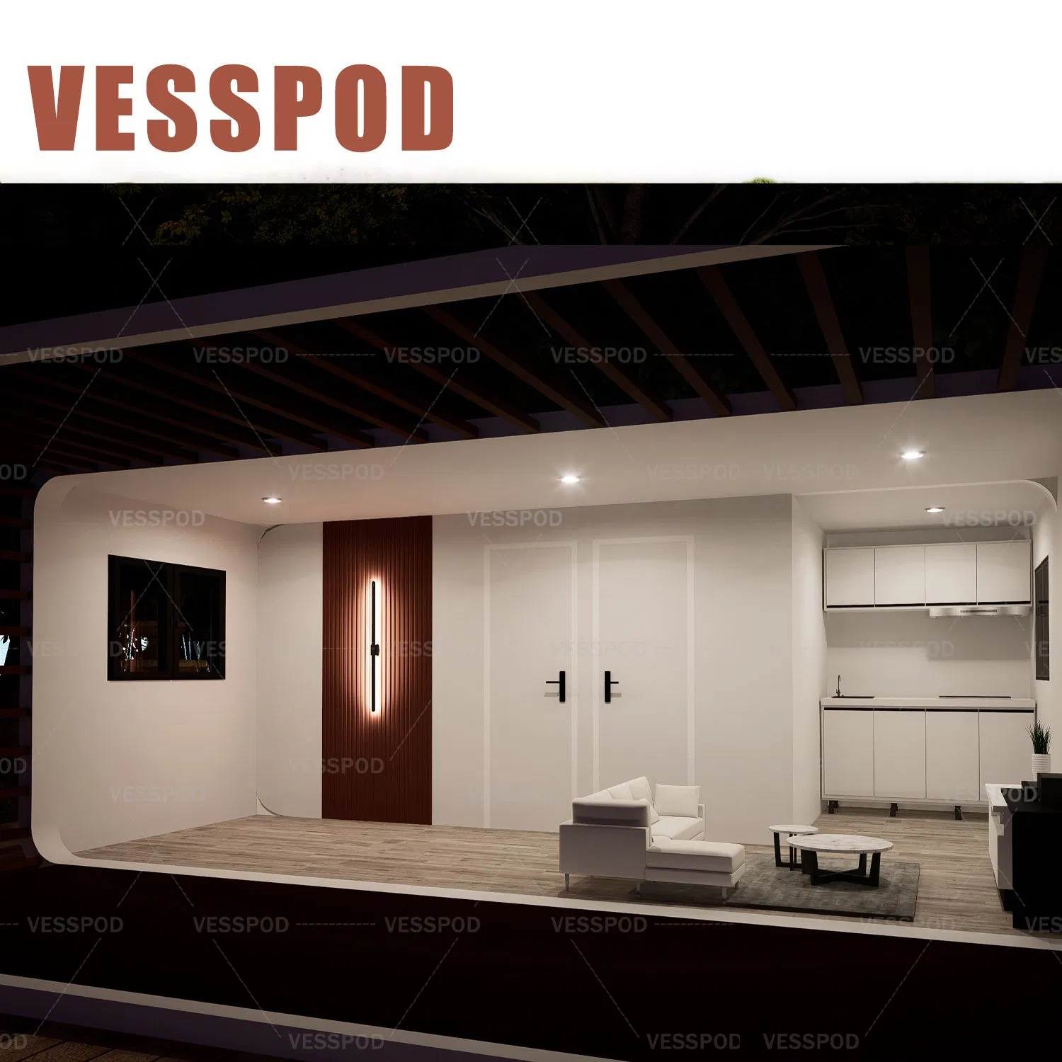 20FT/30FT/40FT Vesspod High-Strength Steel Prefab Hotel Pod Home Airbnb Space Capsule House Tiny House Luxury Prefab House Apple Cabin with Factory Price