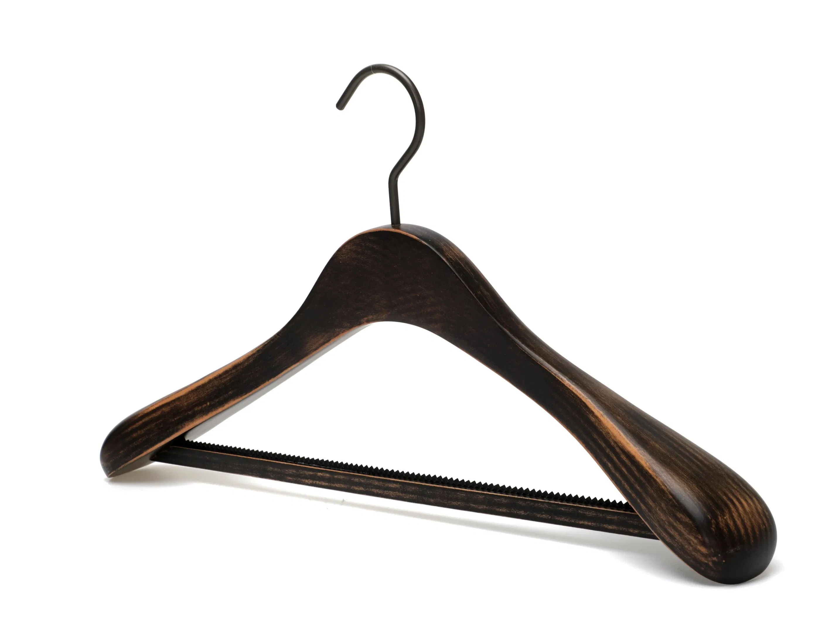 Customized Apparel Shop Wooden Personalized Coat Clothing Hanger Manufacturer Solid Wood Luxury Suit Hanger with Non Slip Rod