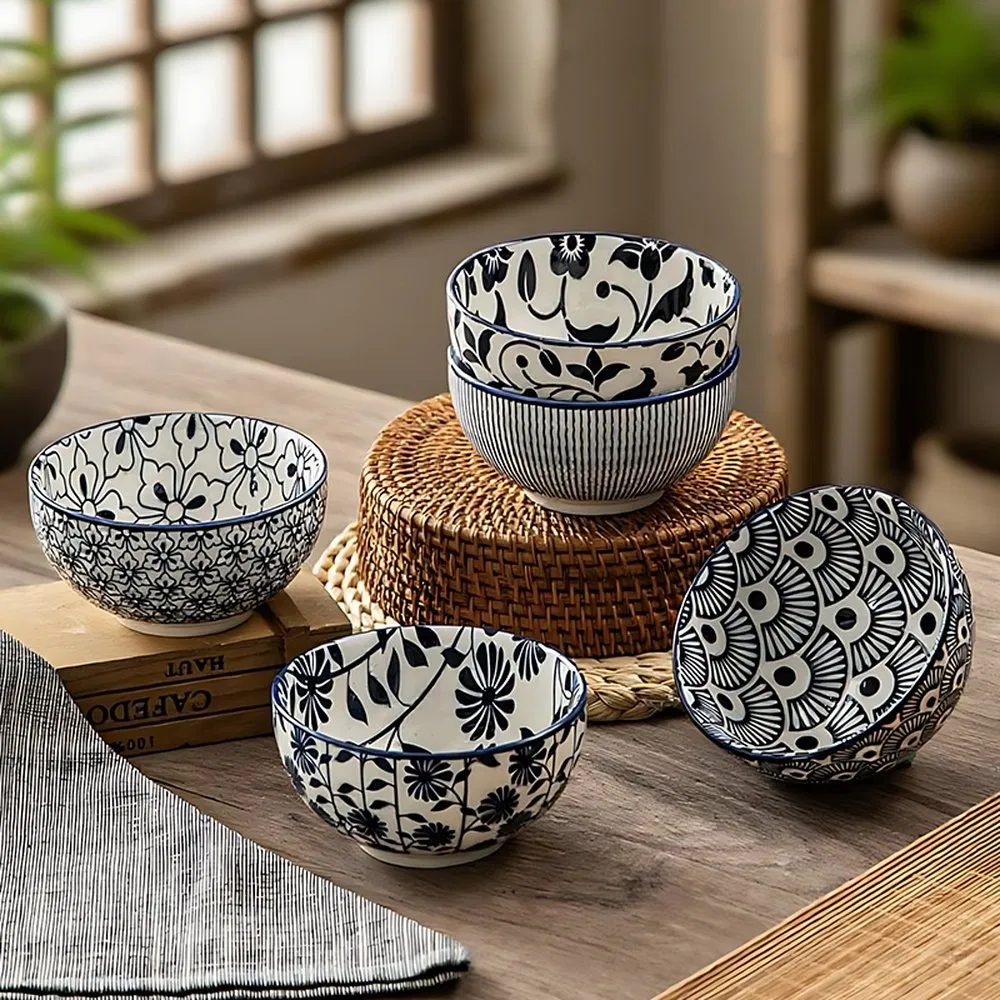 Heat Insulation Practical Ceramic Food Rice Bowl for Client Reception