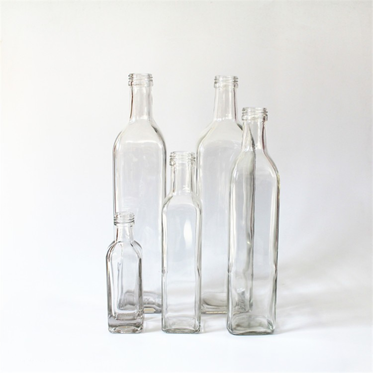 Small Round Kitchen Use Healty Storage 100ml 250ml 500ml 1000ml Clear Olive Oil Bottle Glass with Aluminum Cap