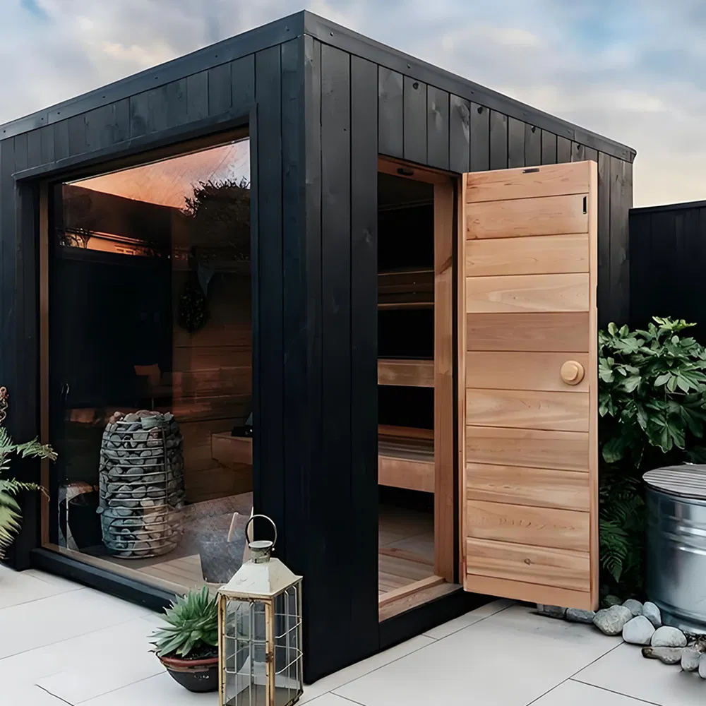 Premium Outdoor Cedar Sauna for Two with Steam Feature