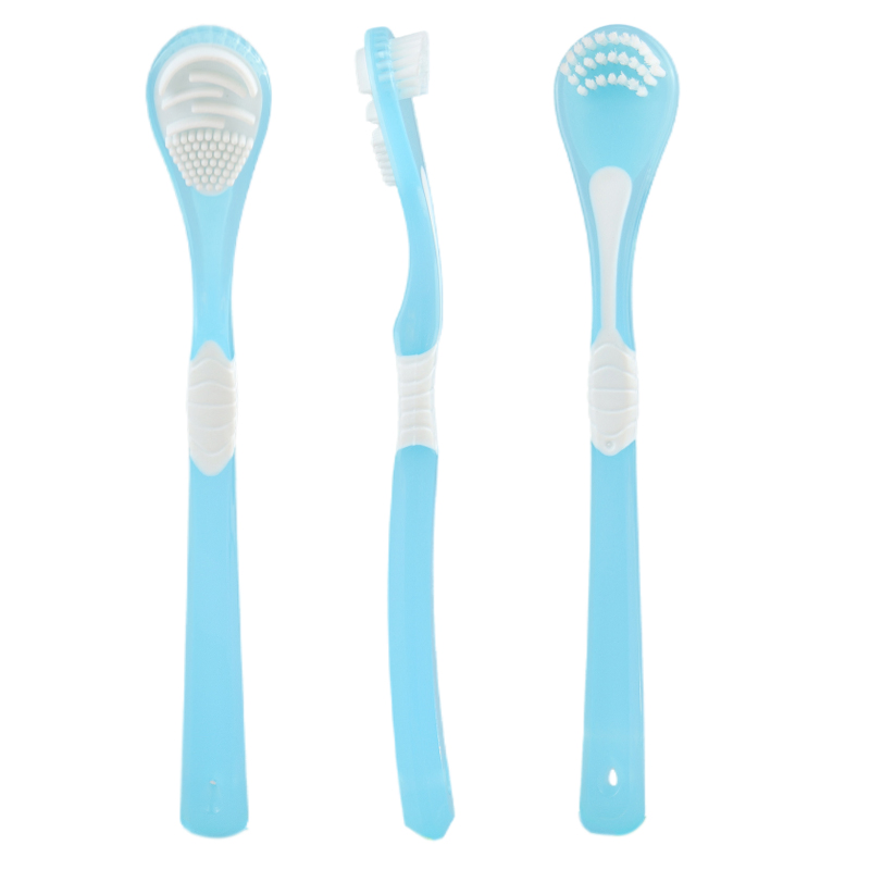 Integrated Tongue Scraper and Brush Cleaning Oral Care Products Nylon/Soft Rubber Bristles