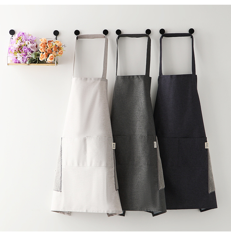 Cotton Polyester Pure Color Black Cooking Food Man Women Garden Bib Chef Canvas Cotton Custom Kitchen Apron