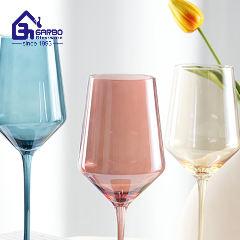 Handmade Craft Elegant 410ml 14.5oz Wine Glass Cup with Stem Colored Wine Glass Goblet