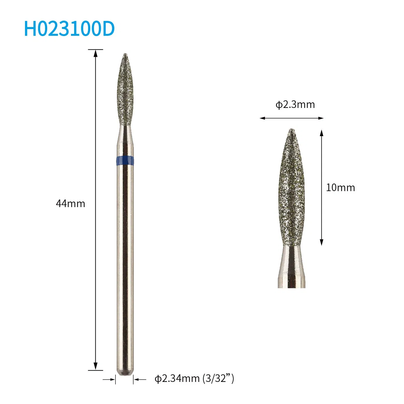 2.3mm Flame Russia Style Dry Use Medical Grade Stainless Steel Diamant Nail Drill Bit
