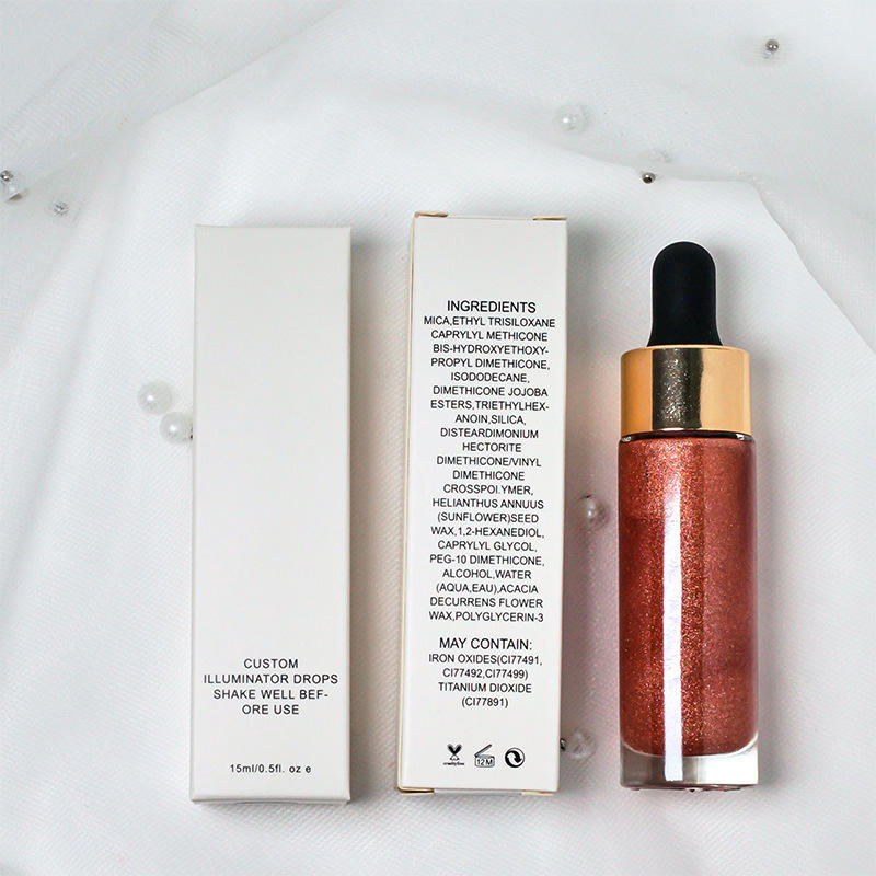 Custom Private Label Glitter Makeup High Gloss Vegan Shimmer Bronzer Highlighter Cream Makeup Face Body Liquid Highlighter Spray Vegan Bronzer