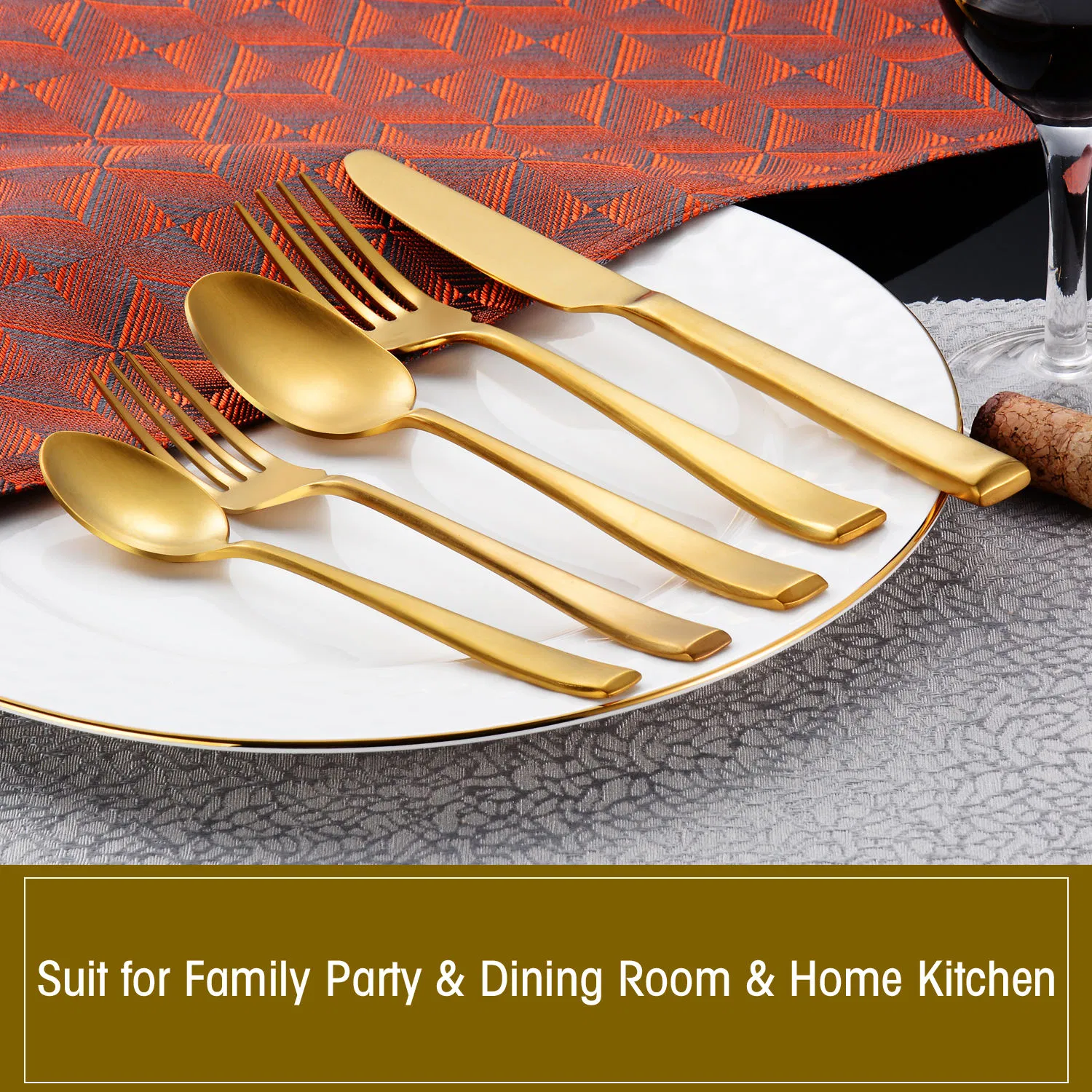 Shinng Gold Colour Flatware Set for Wedding Event Rental
