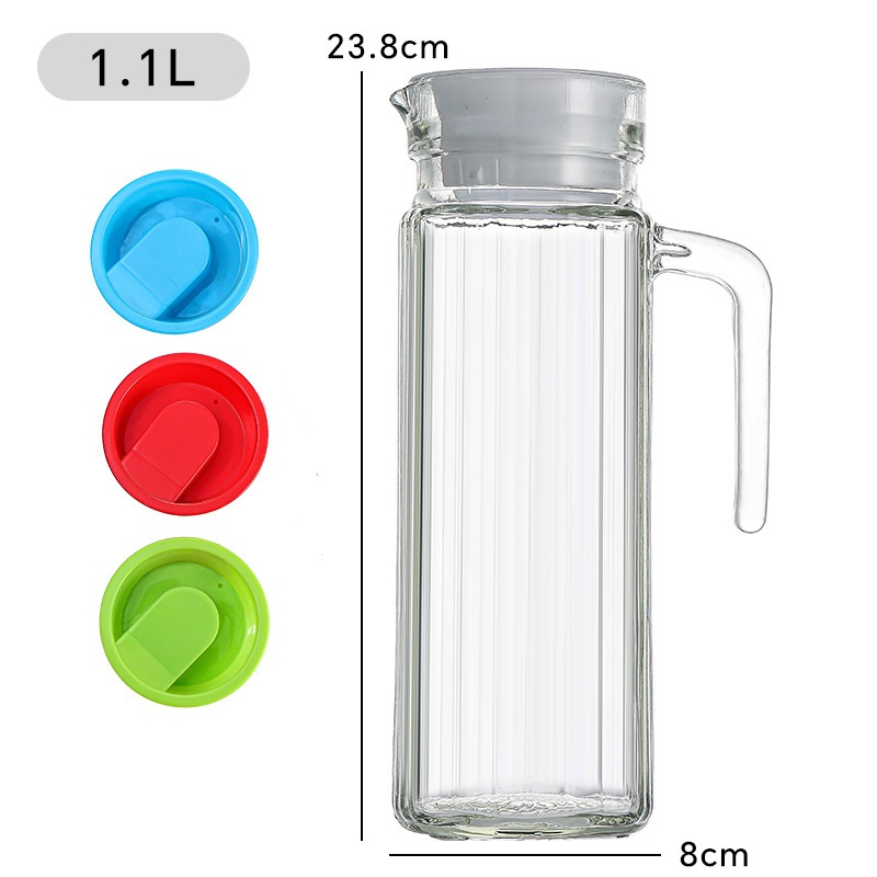 1100ml 600ml Wholesale Clear High Borosilicate Glass Water Tea Pot Cold Water Jug with Lid Water Bottles