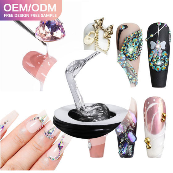 Super Strong Adhesive Rhinestone Glue Fast Curing Clear Rhinestone UV Nail Gel