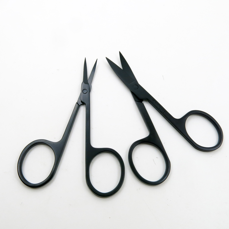 Black Color Sharp Beauty Scissors for Eyebrow Hair Cutting Facial Trimming Portable Manicure Care