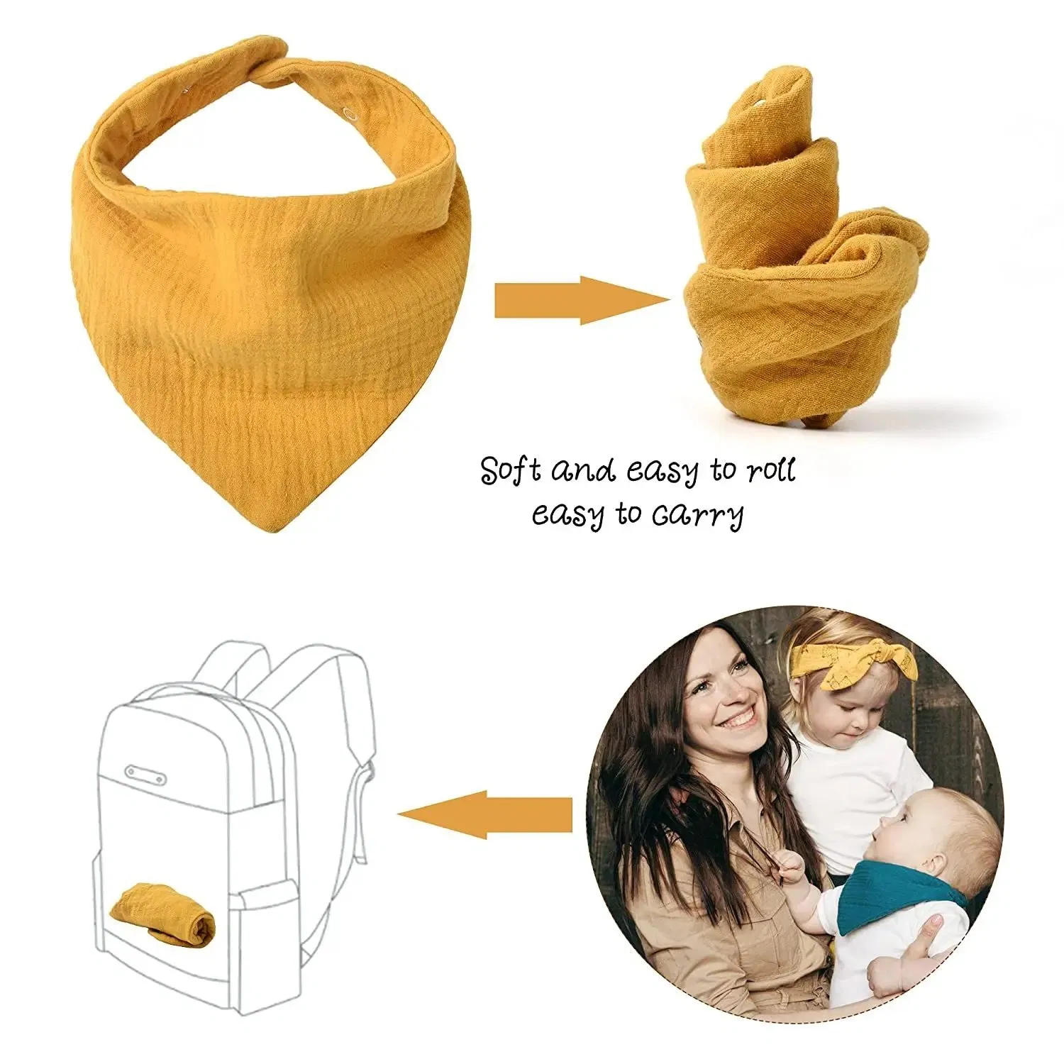 Custom Reusable Saliva Towel Muslin Organic Cotton Bibs Baby Waterproof Baby Bibs