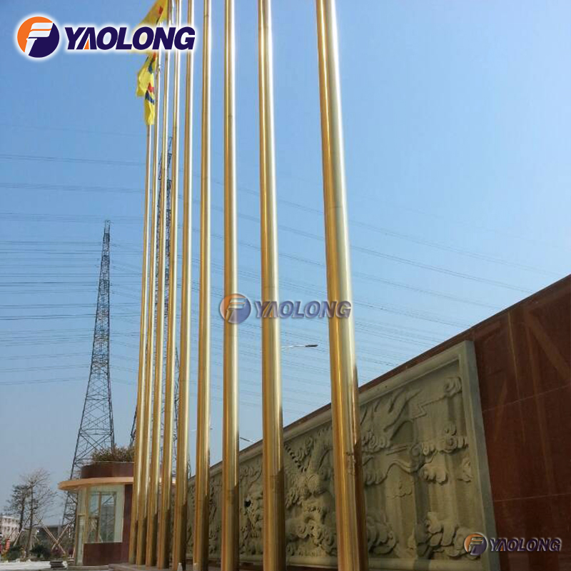 Customized Gold Titanium Finished Stainless Steel Flagpole with Electric Winch