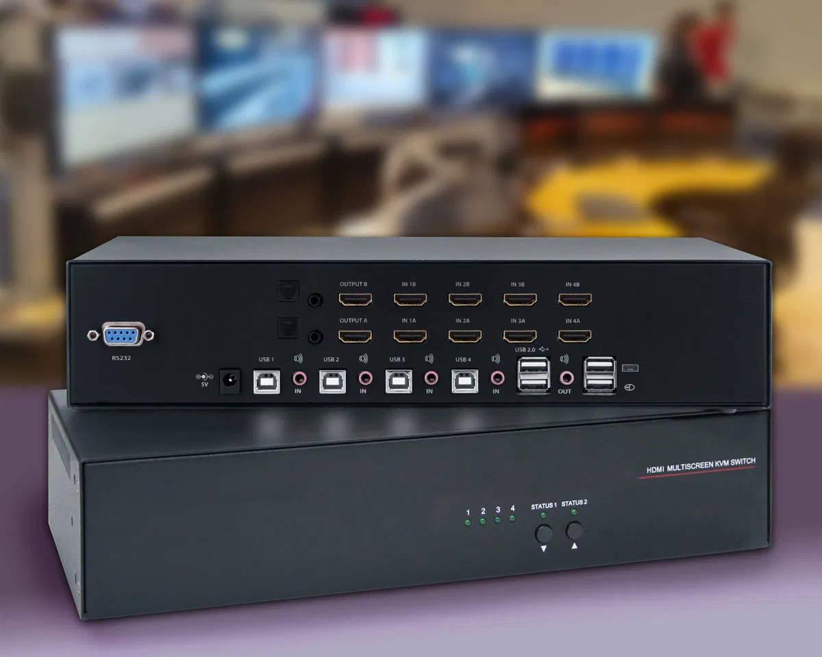 Коммутатор HDMI 1x4 Multi-Head KVM с аудио и USB